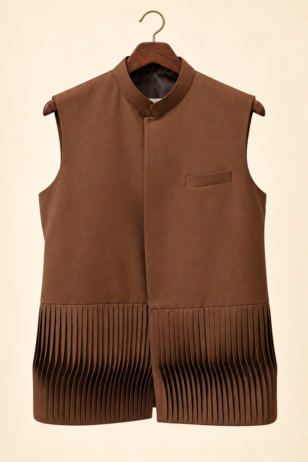 3D Pleated Nehru Jacket - hanger (smoothed fabric)