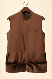 3D Pleated Nehru Jacket - hanger (smoothed fabric)