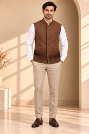 3D Pleated Nehru Jacket - front model