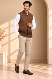 3D Pleated Nehru Jacket - three-quarter model