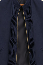 Cashmere 3D Pleated Zip Nehru Jacket - detail