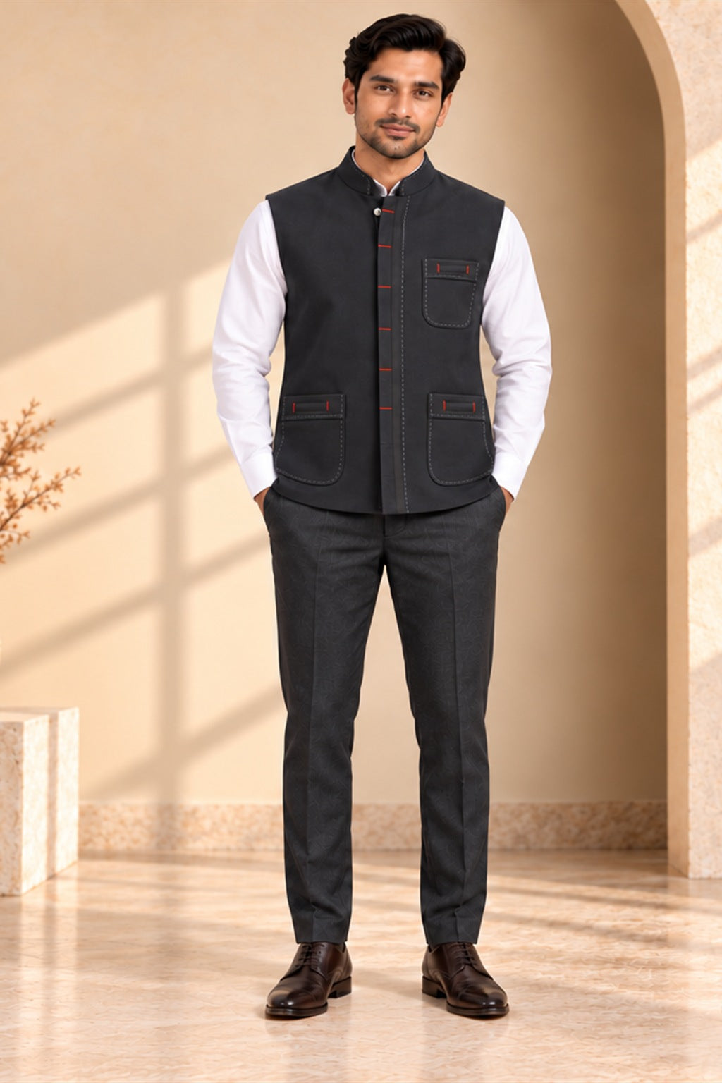 Chappa Detail Nehru Jacket
