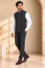 Chappa Detail Nehru Jacket - three-quarter model