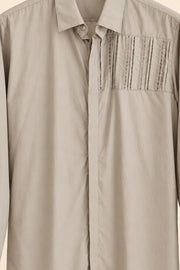 Concealed-Placket Pleated Giza Cotton Shirt - detail