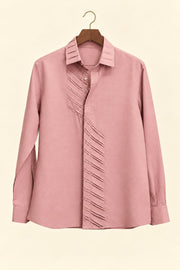 Diagonal Pleated Linen Shirt - hanger (smoothed fabric)
