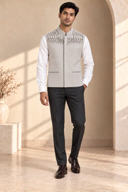 Diamond Pintuck Nehru Jacket front model