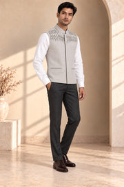Diamond Pintuck Nehru Jacket three-quarter model