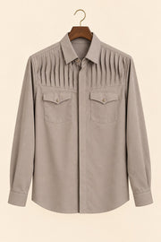 Double Flap-Pocket Pleated Giza Cotton Shirt - hanger