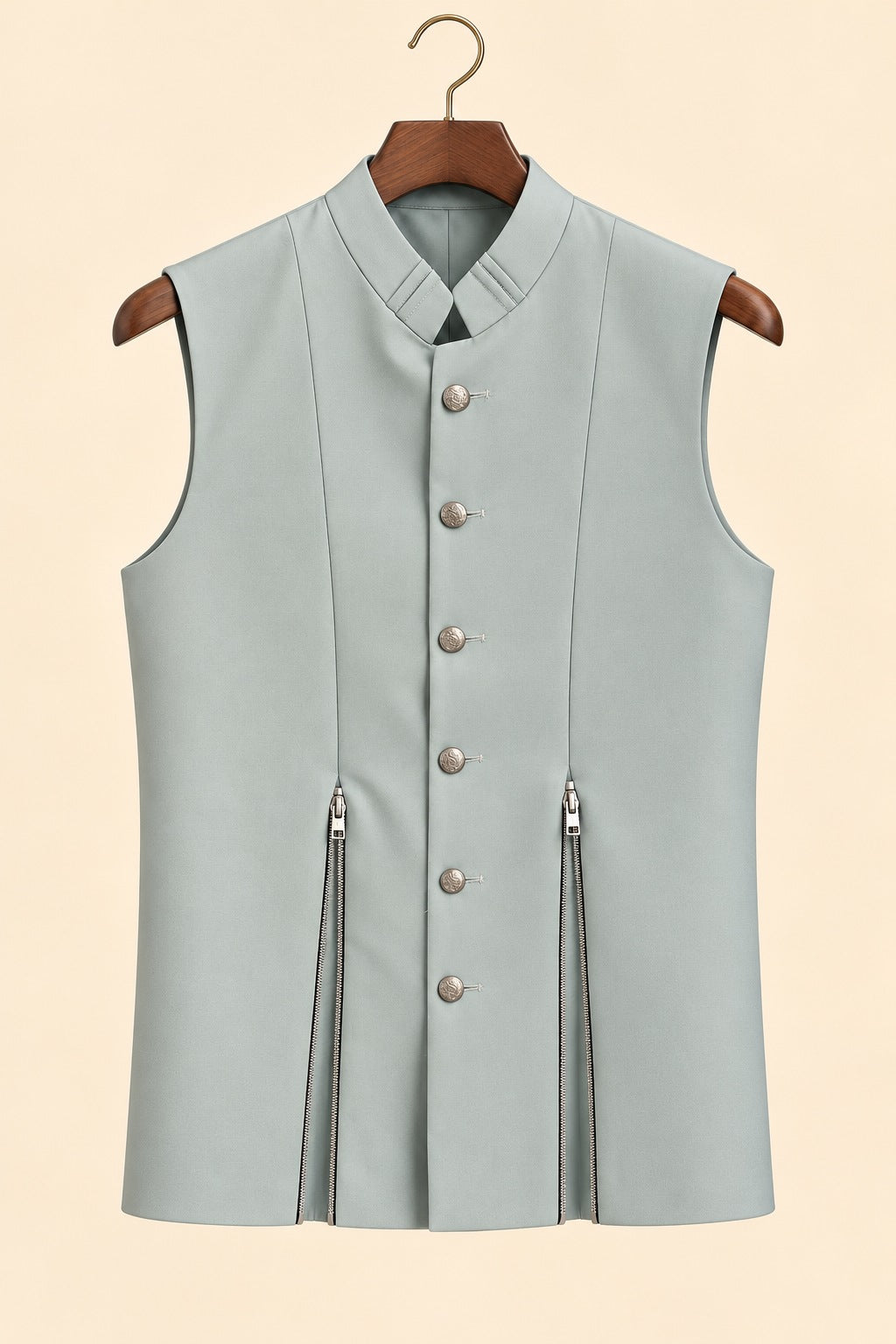 Double-Zip Supima Cotton Nehru Jacket - hanger