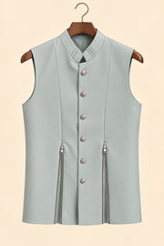 Double-Zip Supima Cotton Nehru Jacket - hanger