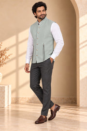 Double-Zip Supima Cotton Nehru Jacket - three-quarter model