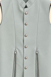 Double-Zip Supima Cotton Nehru Jacket - detail