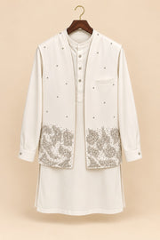 Embroidered Jacket Kurta Set - hanger