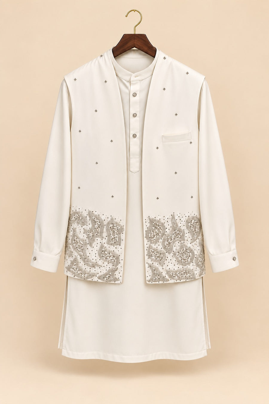 Embroidered Jacket Kurta Set