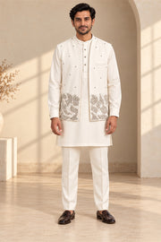 Embroidered Jacket Kurta Set - front model