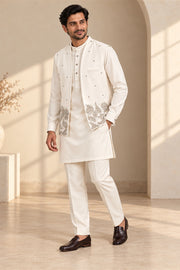 Embroidered Jacket Kurta Set - three-quarter model