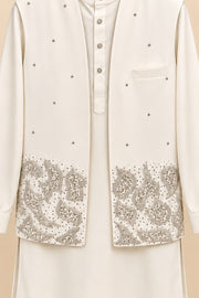 Embroidered Jacket Kurta Set - detail