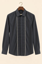Front-Panel Pleat Giza Cotton Shirt - hanger