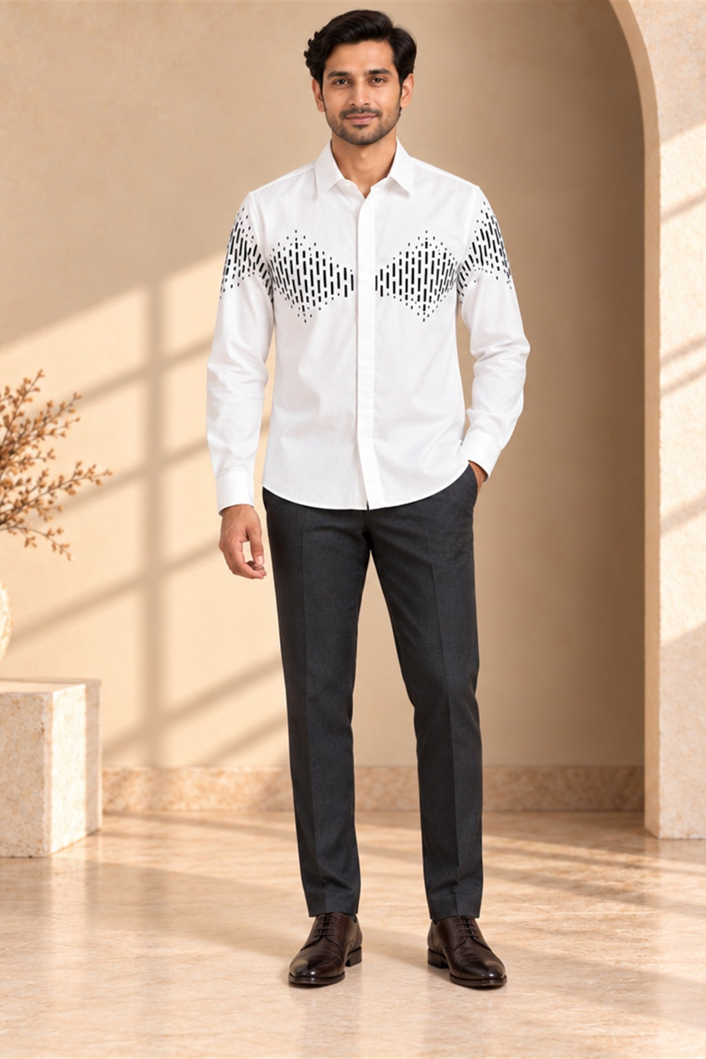 Geometric Embroidery Shirt