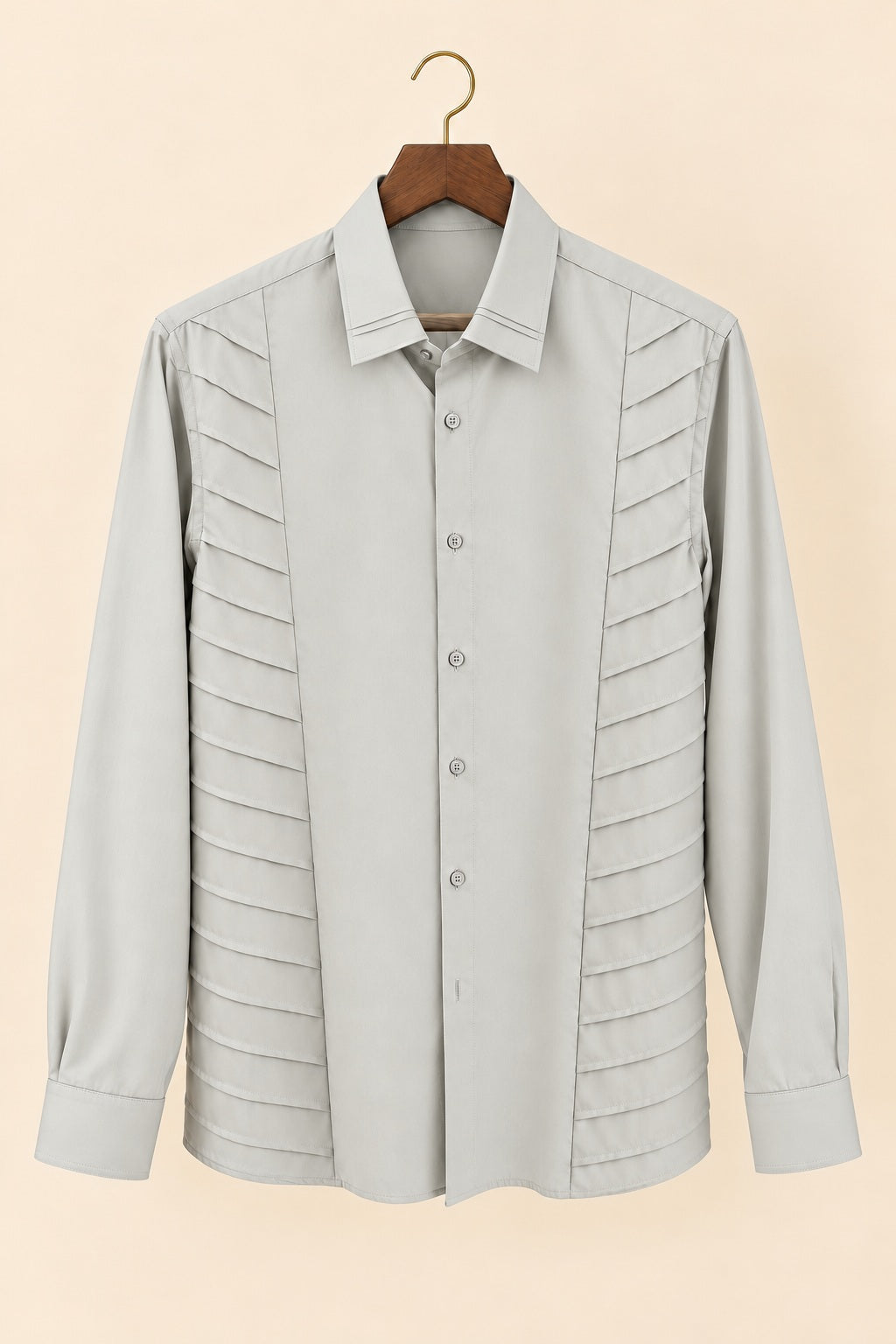Horizontal Pleat Giza Cotton Shirt - hanger (smoothed fabric)