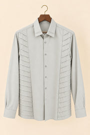 Horizontal Pleat Giza Cotton Shirt - hanger (smoothed fabric)
