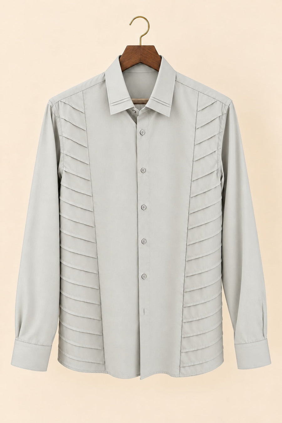 Horizontal Pleat Giza Cotton Shirt
