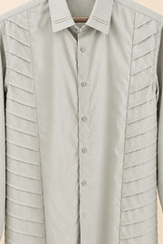 Horizontal Pleat Giza Cotton Shirt - detail