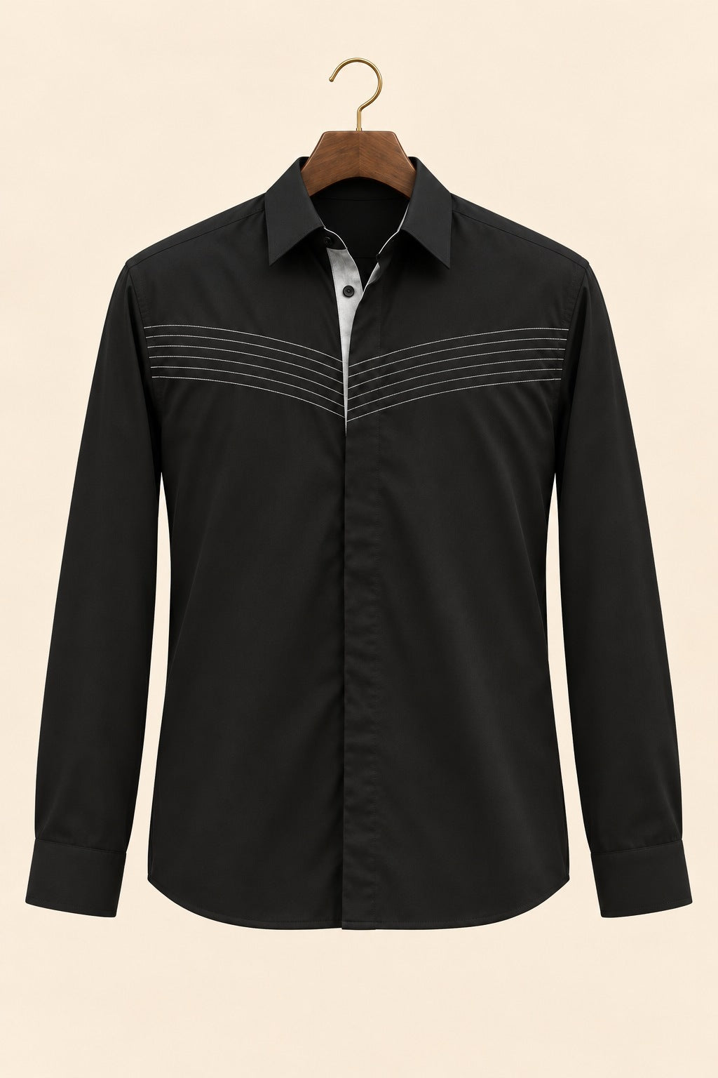 Horizontal Thread Detail Giza Cotton Shirt - hanger