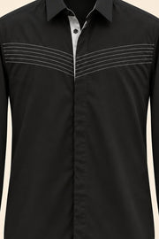 Horizontal Thread Detail Giza Cotton Shirt - detail