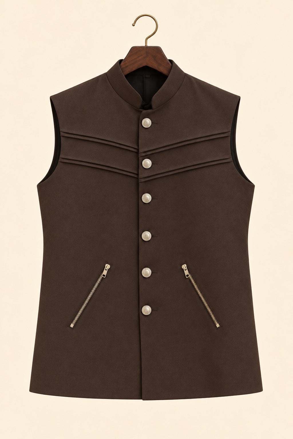 Layered Zip Nehru Jacket - hanger