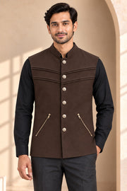 Layered Zip Nehru Jacket - detail