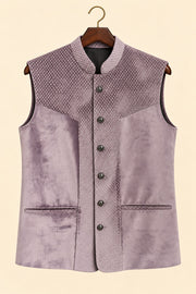 Mauve Diamond Velvet Nehru Jacket - hanger