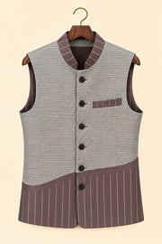 Mixed Check Nehru Jacket - hanger