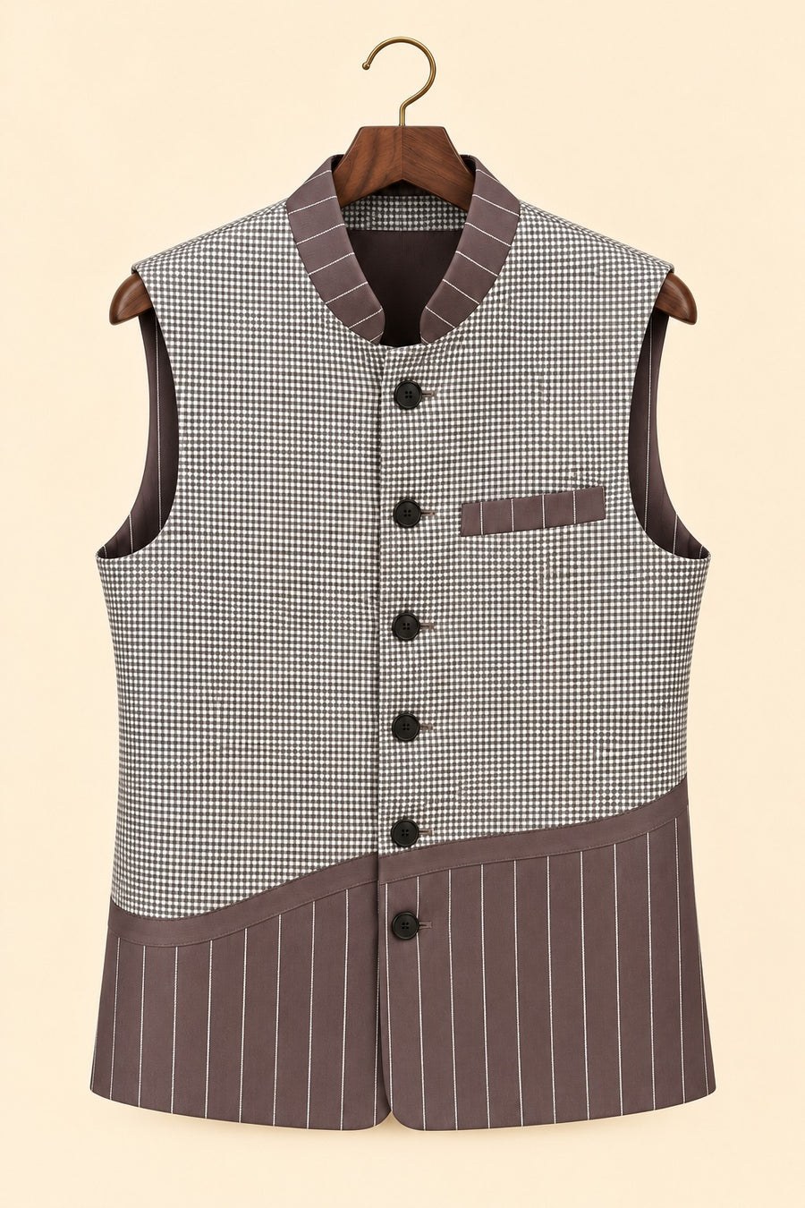 Mixed Check Nehru Jacket