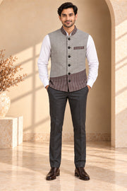 Mixed Check Nehru Jacket - front model