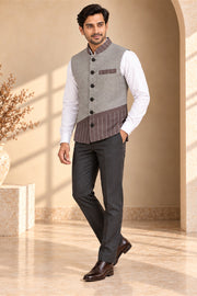 Mixed Check Nehru Jacket - three-quarter model