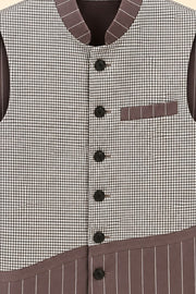Mixed Check Nehru Jacket - detail