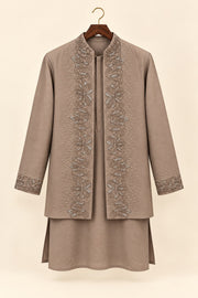 Open Embroidered Jacket Kurta Set - hanger