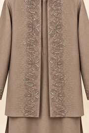 Open Embroidered Jacket Kurta Set - detail