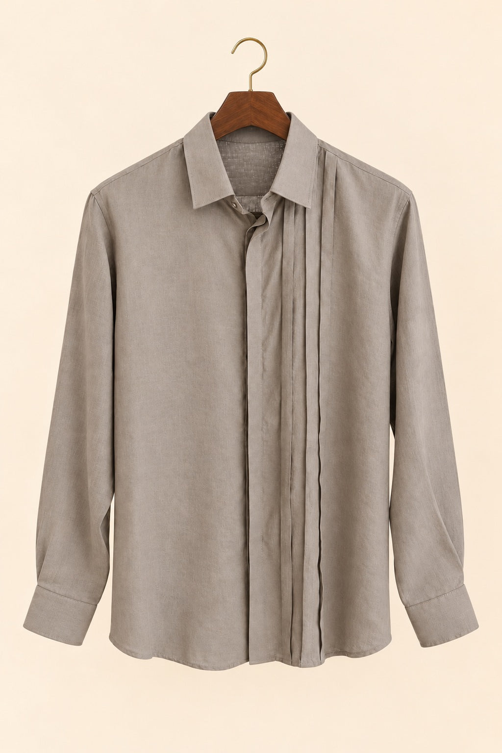 Pleated Linen Shirt - hanger (smoothed fabric)