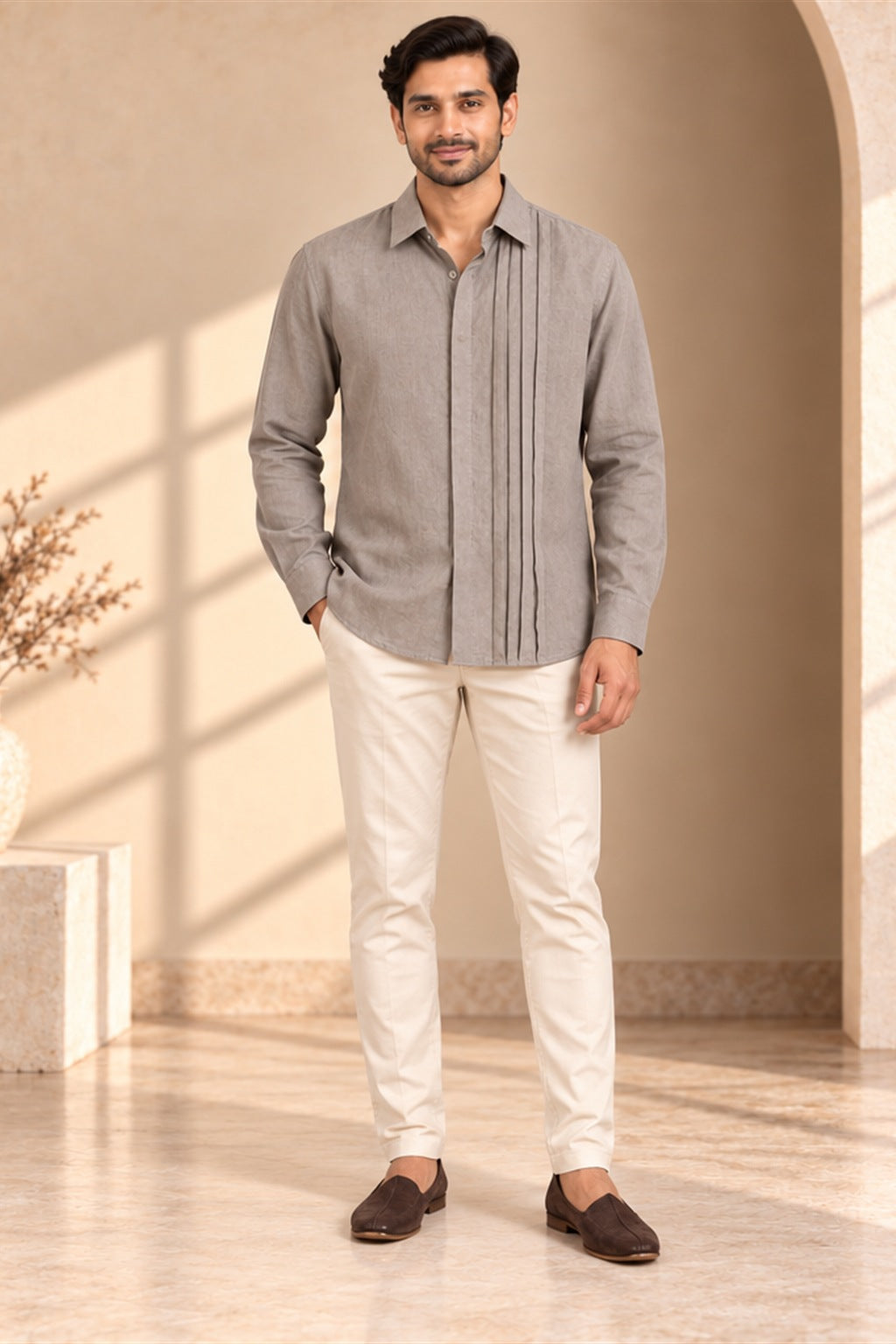 Pleated Linen Shirt