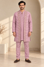 Pleated Mirror-Work Long Jacket Kurta - front model