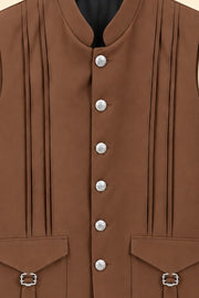 Pleated Two-Pocket Nehru Jacket - detail