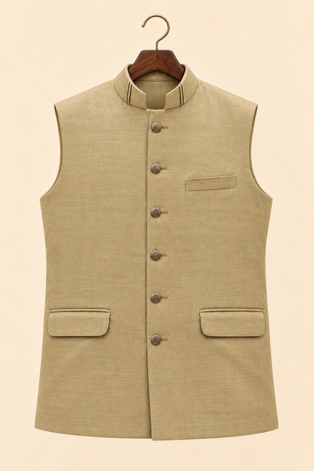 Pure Linen Nehru Jacket - hanger