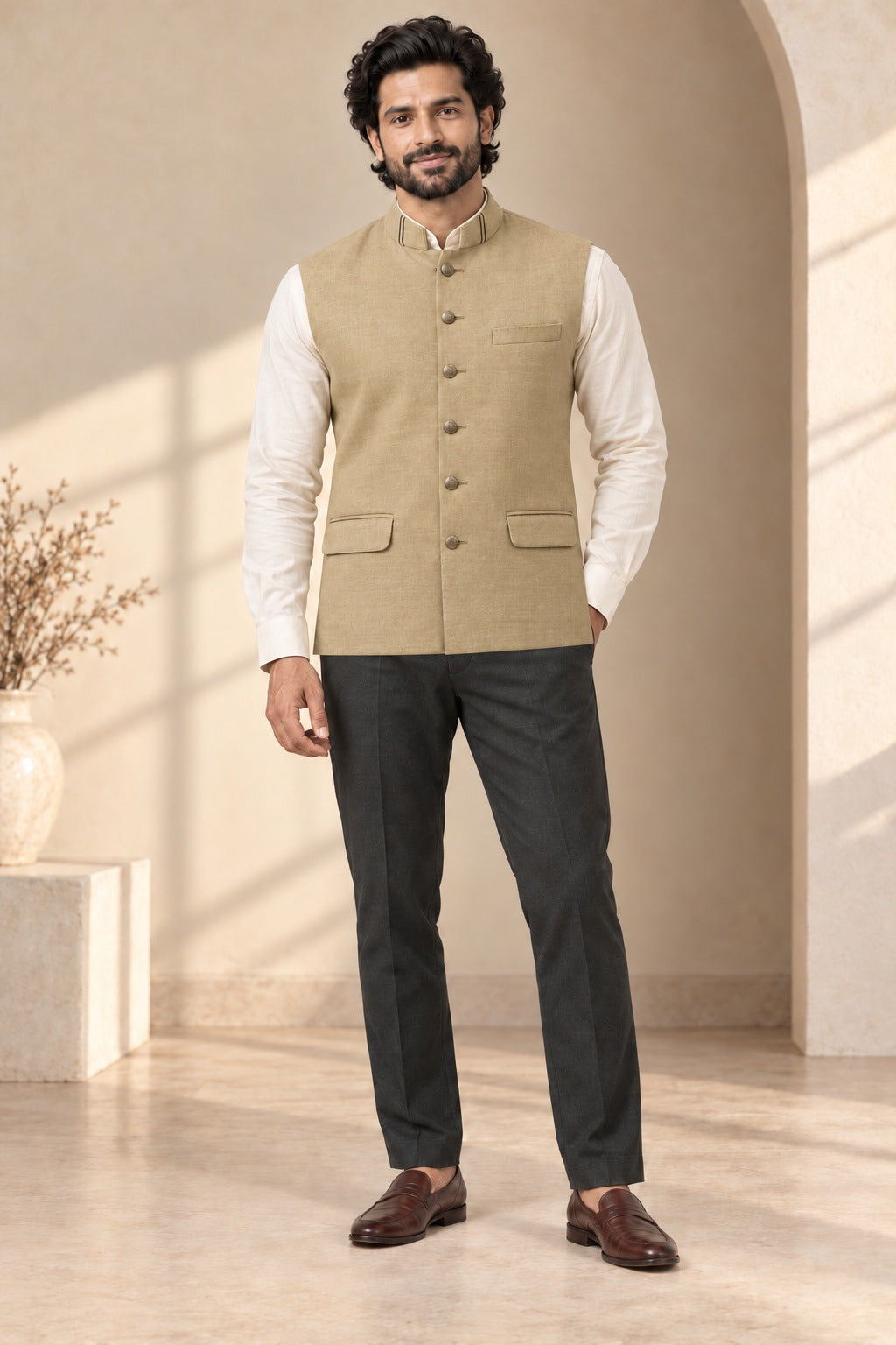 Pure Linen Nehru Jacket