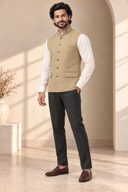 Pure Linen Nehru Jacket - three-quarter model
