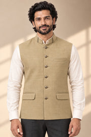 Pure Linen Nehru Jacket - detail