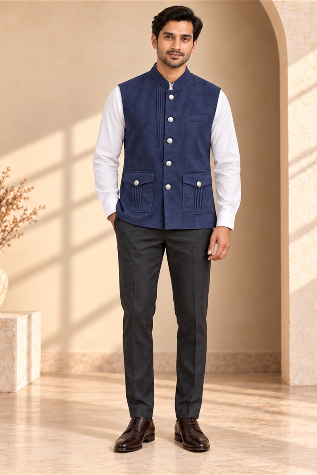 Suede Nehru Jacket