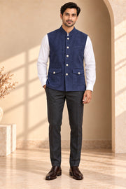 Suede Nehru Jacket - front model