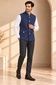 Suede Nehru Jacket - three-quarter model